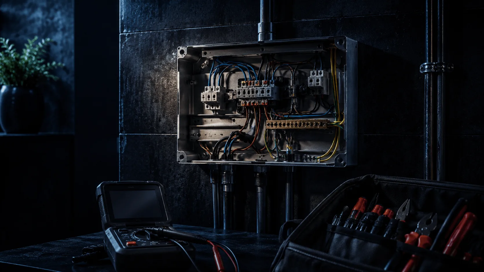 Electricista localizando una avería eléctrica en un chalet de L'Eliana