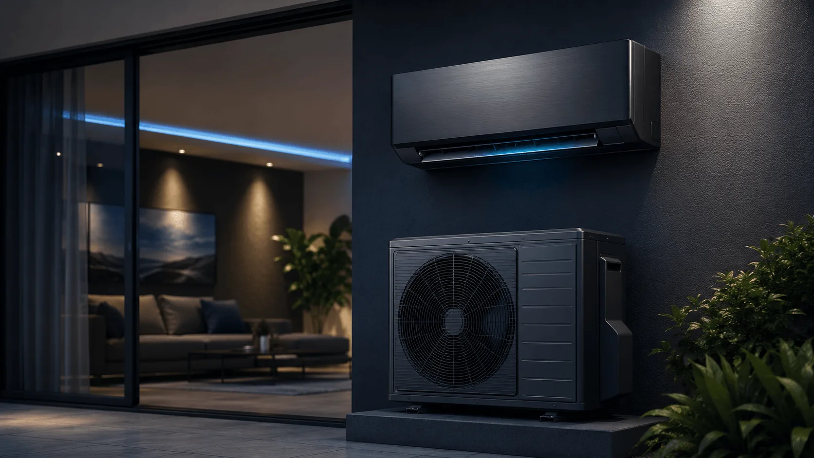 Unidad split de climatización combinada con aerotermia en una vivienda de Valencia
