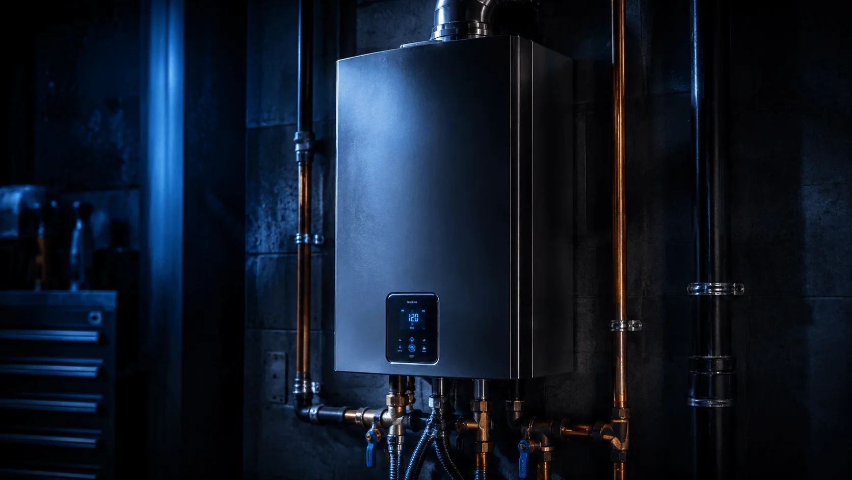 Instalador autorizado revisando un calentador de gas en La Cañada